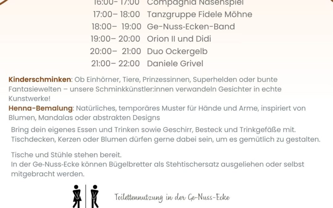 Programm des Bunten Dinner Lannesdorf am 5.9.26