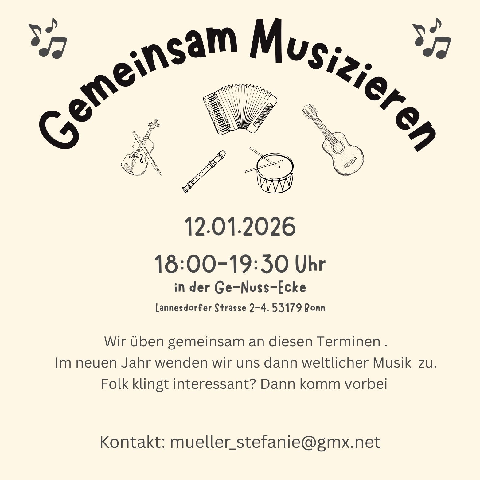 Einladung zum gemeinsamen Musizieren