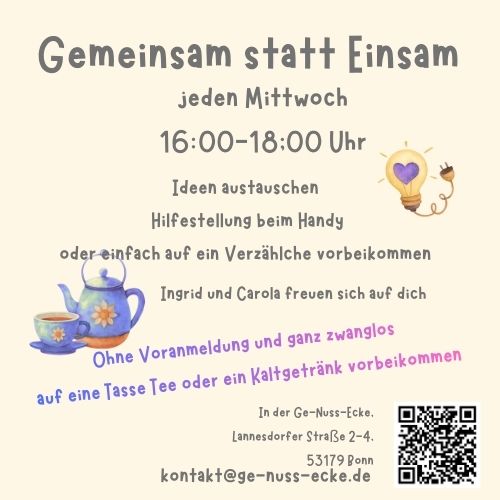 Einladung zum Gemeinsam Sein Mittwoch 16:00 Uhr