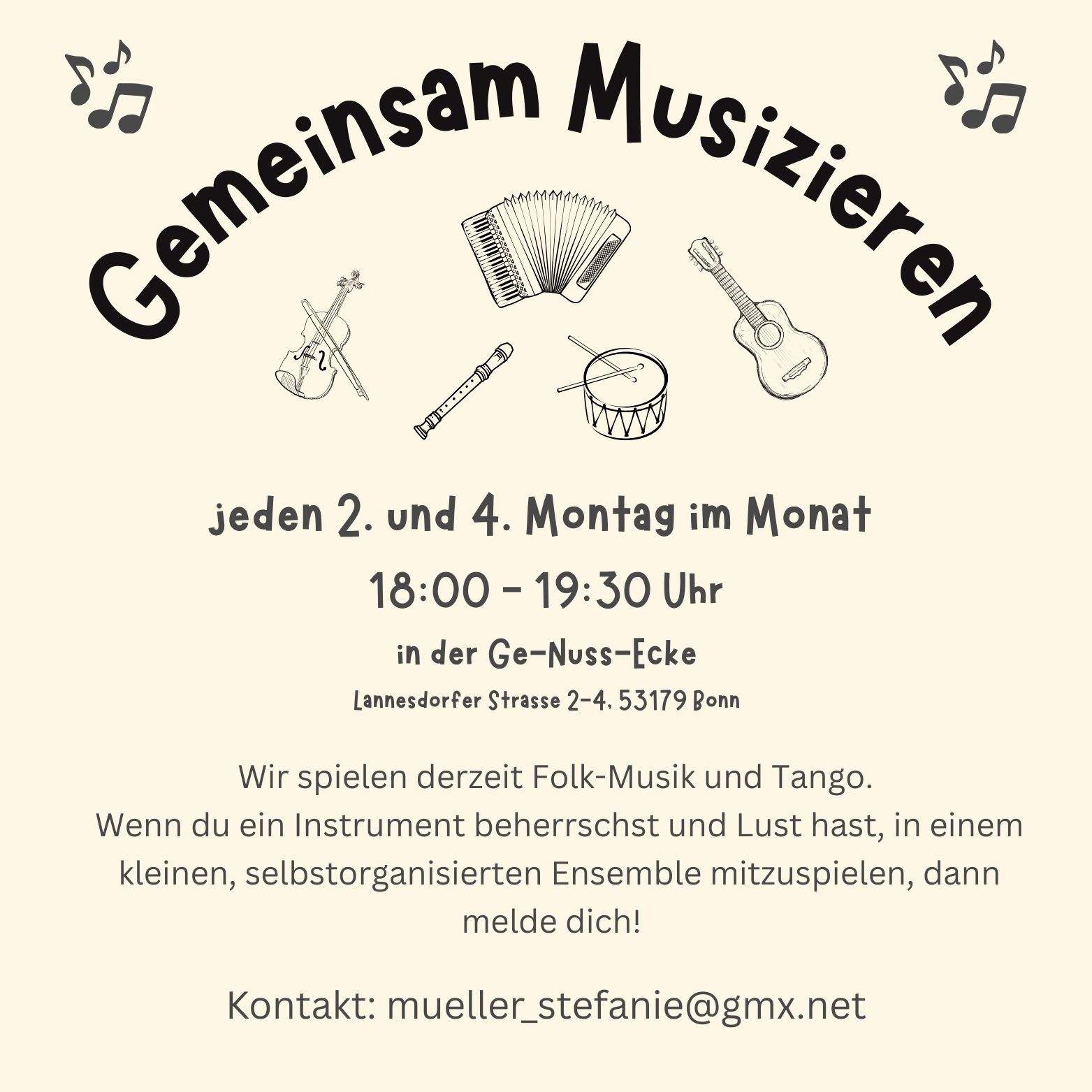 Einladung zum gemeinsamen Musizieren