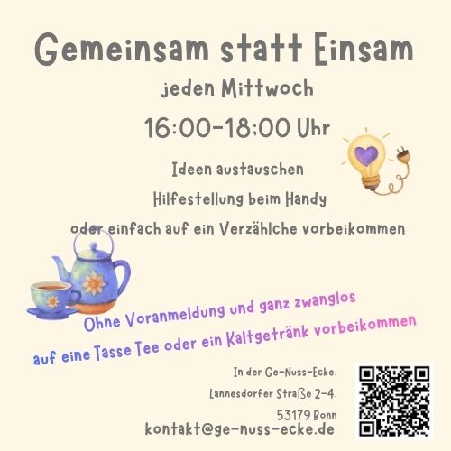 Einladung zum Gemeinsam Sein am Mittwoch um 16:00