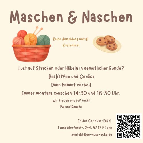 Strickkorb und Kekse laden zum Handarbeiten ein