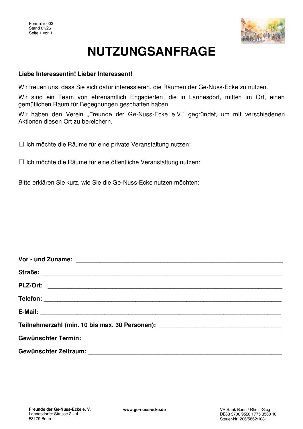 Nutzungsanfrage Ge-Nuss-Ecke