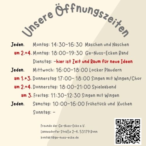 Öffnungszeiten Übersicht