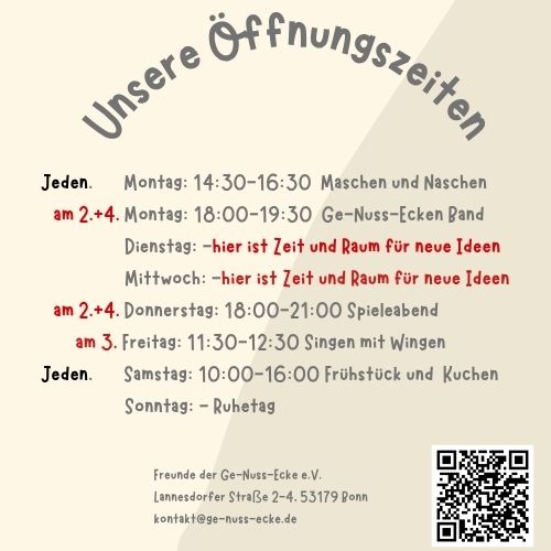Öffnungszeiten Übersicht