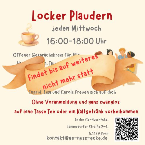 Locker Plaudern findet leider nicht mehr statt